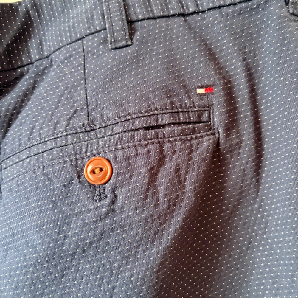 Tommy Hilfiger Mens 38 Classic Fit Navy Blue Polka Dot Chino Shorts - Picture 5 of 6